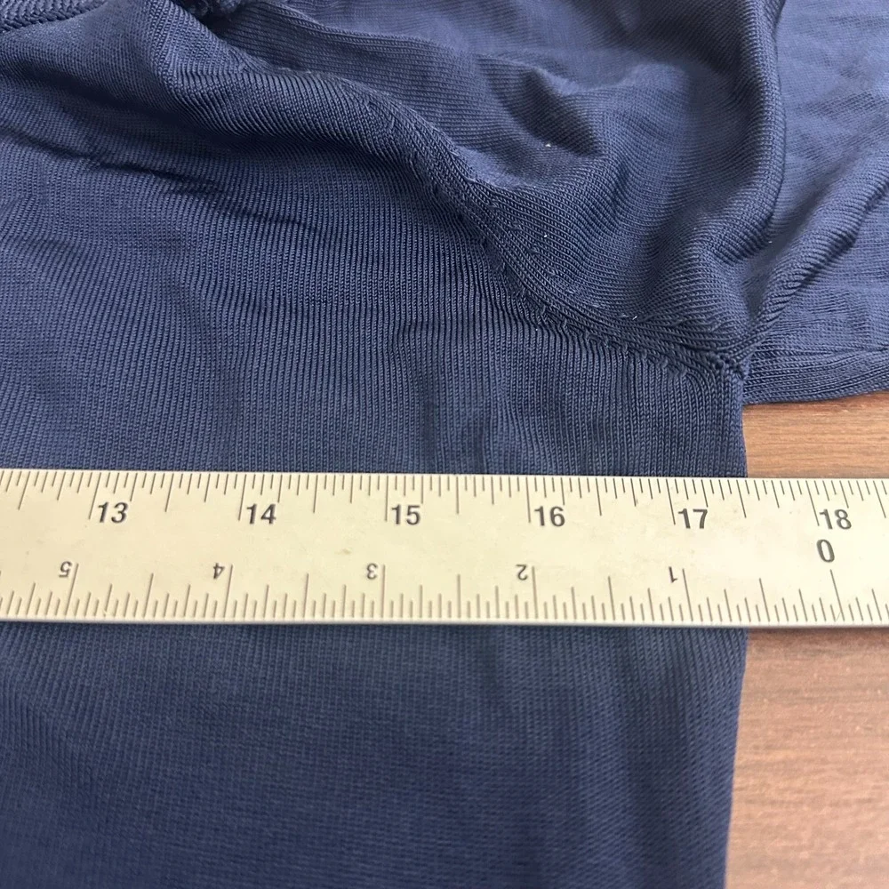 Ann Taylor Sweater Dark Blue Ribbed Knit 3/4 Sleeve Turtle Neck Womens Medium